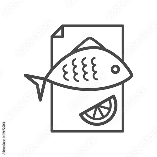 Vector linear icon with fish