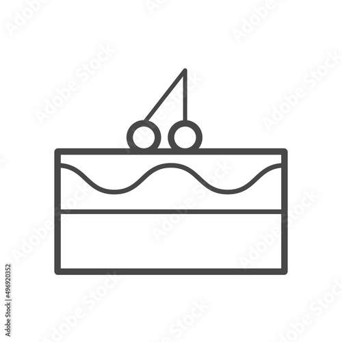 Vector linear icon with piece of cake