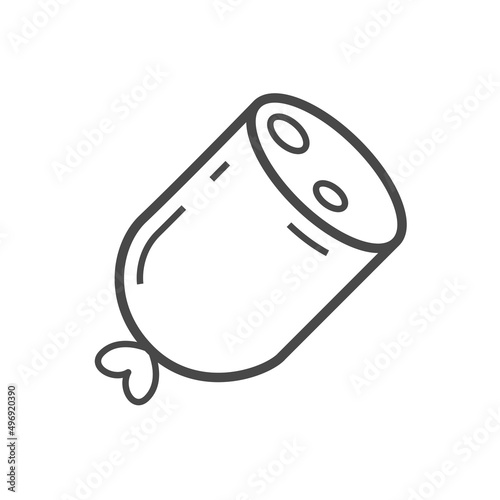 Vector linear icon with piece of sausage
