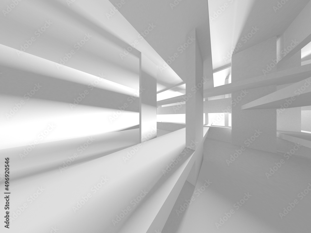 Obraz premium Illuminated corridor interior design. Empty Room Interior Background