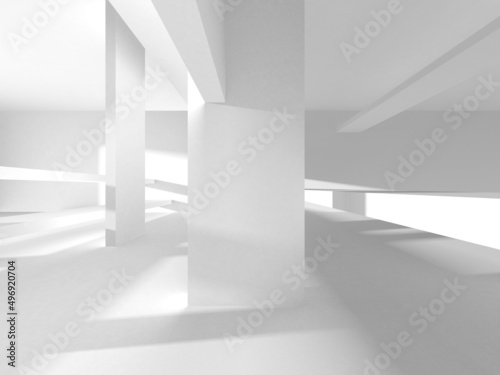 Illuminated corridor interior design. Empty Room Interior Background