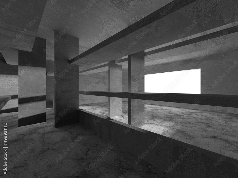 Dark Concrete Wall Architecture. Empty Room Dark Concrete Wall Architecture. Empty Room