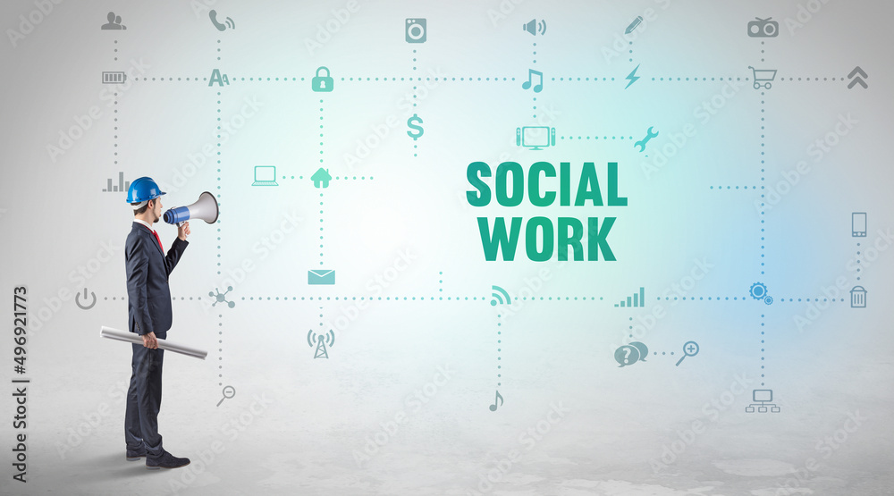 Engineer working on a new social media Engineer working on a new social media