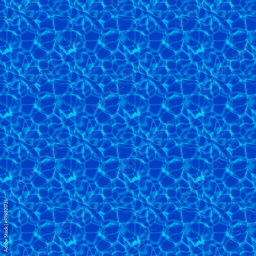 Seamless texture of the surface of the water, pool. 3D render. Bluer