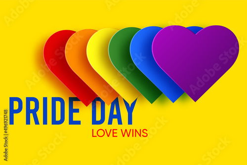 pride day hearts with rainbow colors banner illustration