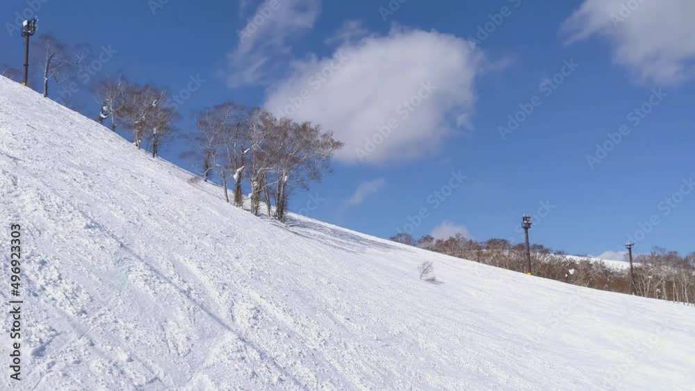 Off-piste slope viewed from a chairlift (Niseko, Hokkaido, Japan) Off-piste slope viewed from a chairlift (Niseko, Hokkaido, Japan)