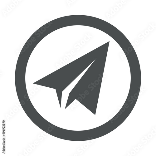 Free Download Icono plano silueta de avión de papel en círculo en color gris - GFXLoad