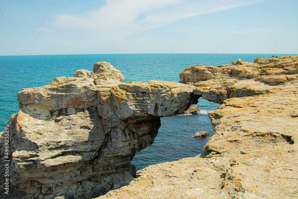 Seascape with stone arch, Tyulenovo village, Black Sea Seascape with stone arch, Tyulenovo village, Black Sea
