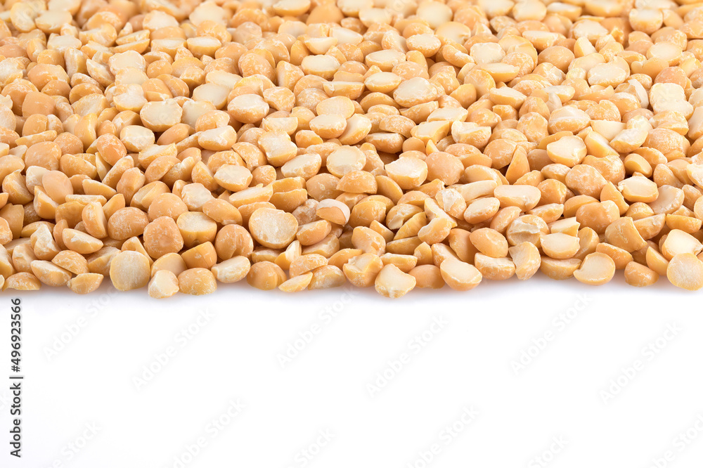 Dry Split Yellow Peas isolated in white background. Healthy Vegetarian or Vegan Food Texture. Full depth of field. Dry Split Yellow Peas isolated in white background. Healthy Vegetarian or Vegan Food Texture. Full depth of field.