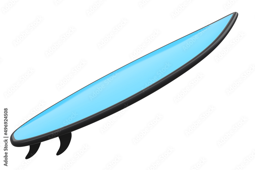 Realistic blue surfboard for summer surfing isolated on white background. Realistic blue surfboard for summer surfing isolated on white background.