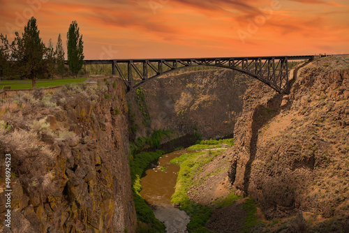 The railroad bridge over the Crooked River gorge just north of Redmond, Oregon. photo