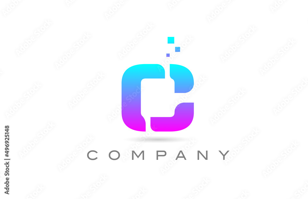 pink C alphabet icon letter logo design. Creative template for business with dots pink C alphabet icon letter logo design. Creative template for business with dots