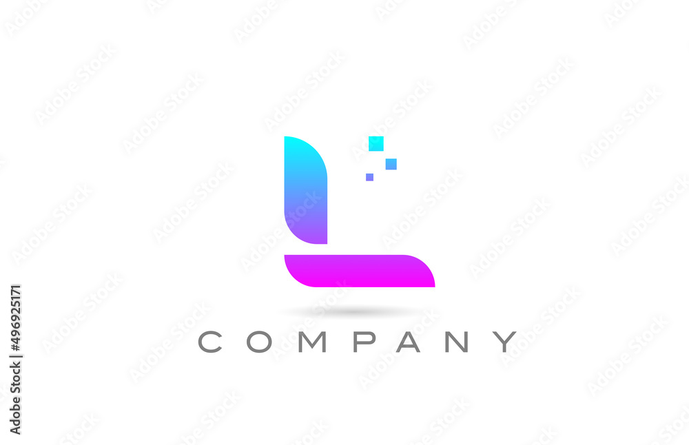 pink L alphabet icon letter logo design. Creative template for business with dots