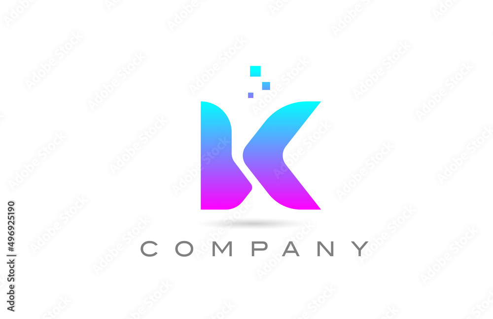 Fototapeta premium pink K alphabet icon letter logo design. Creative template for business with dots