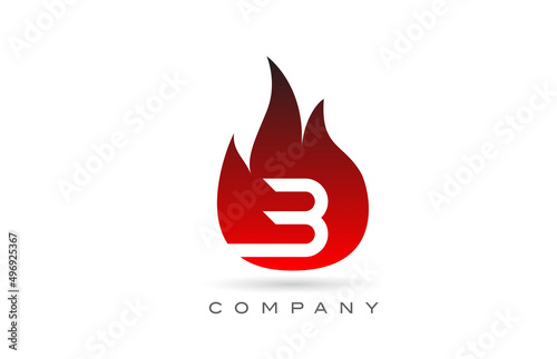 B red fire flames alphabet letter logo design. Creative icon template for business and company