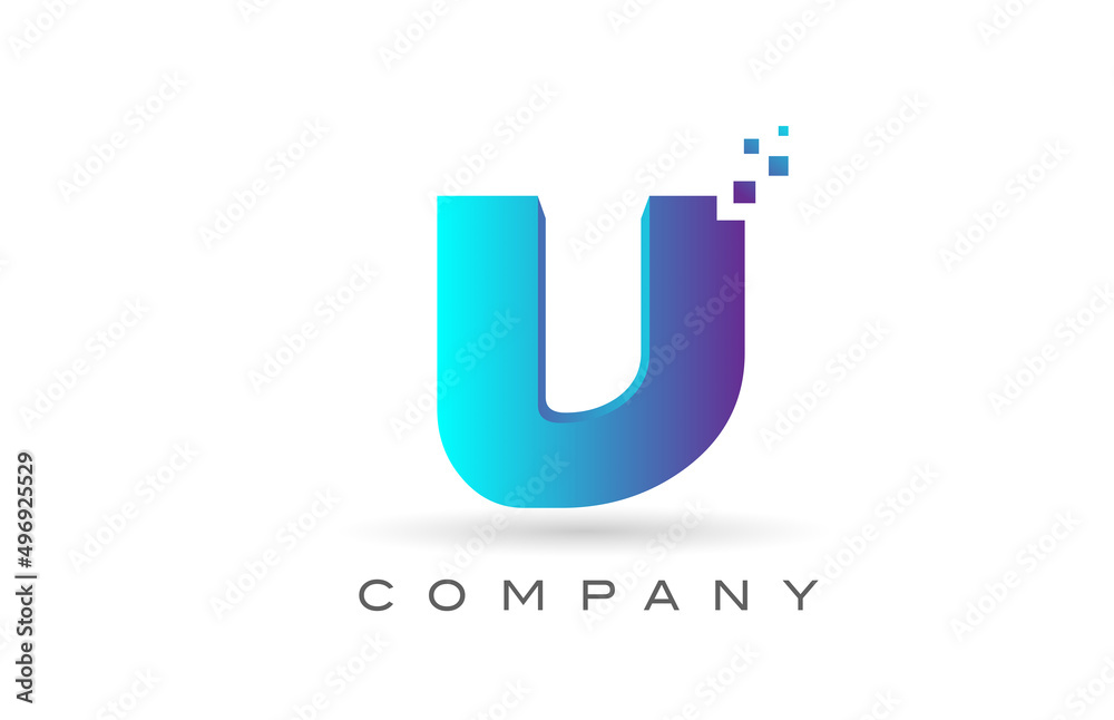 V alphabet letter logo icon design with  blue dot. Creative template for company and business