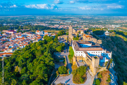 Aerial view of castle in Palmela near Setubal, Portugal photo