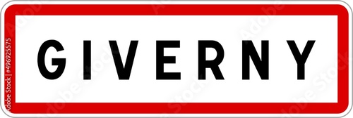 Obraz na plátně Panneau entrée ville agglomération Giverny / Town entrance sign Giverny