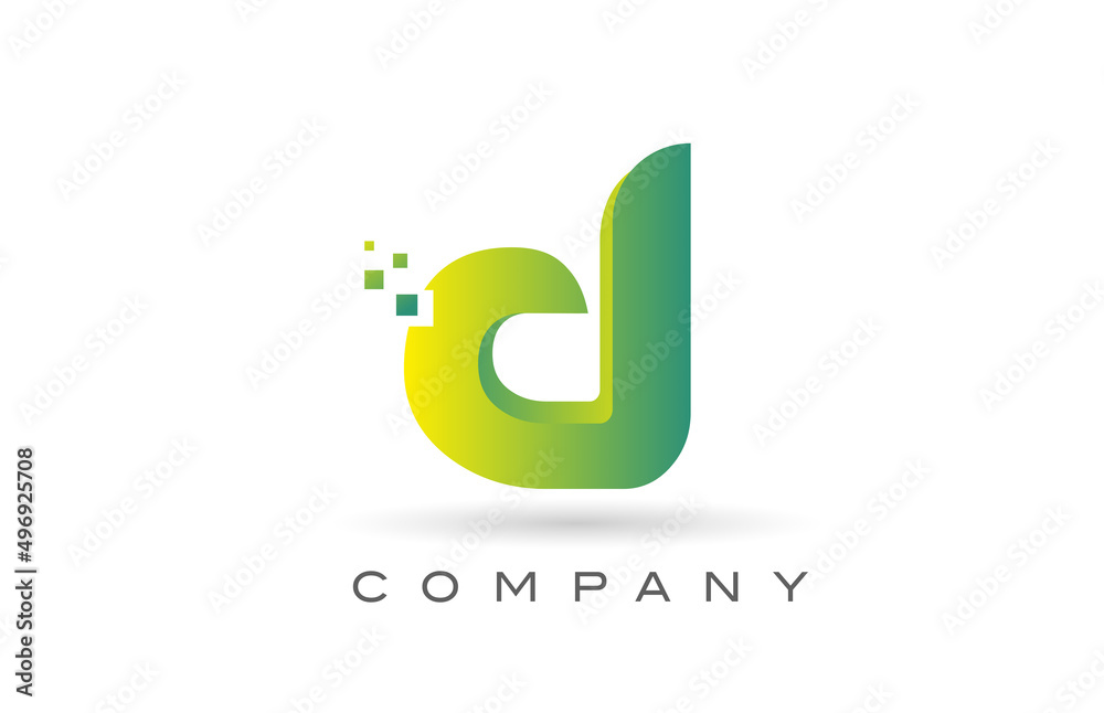 D alphabet letter logo icon design with green dot. Creative template for company and business D alphabet letter logo icon design with green dot. Creative template for company and business
