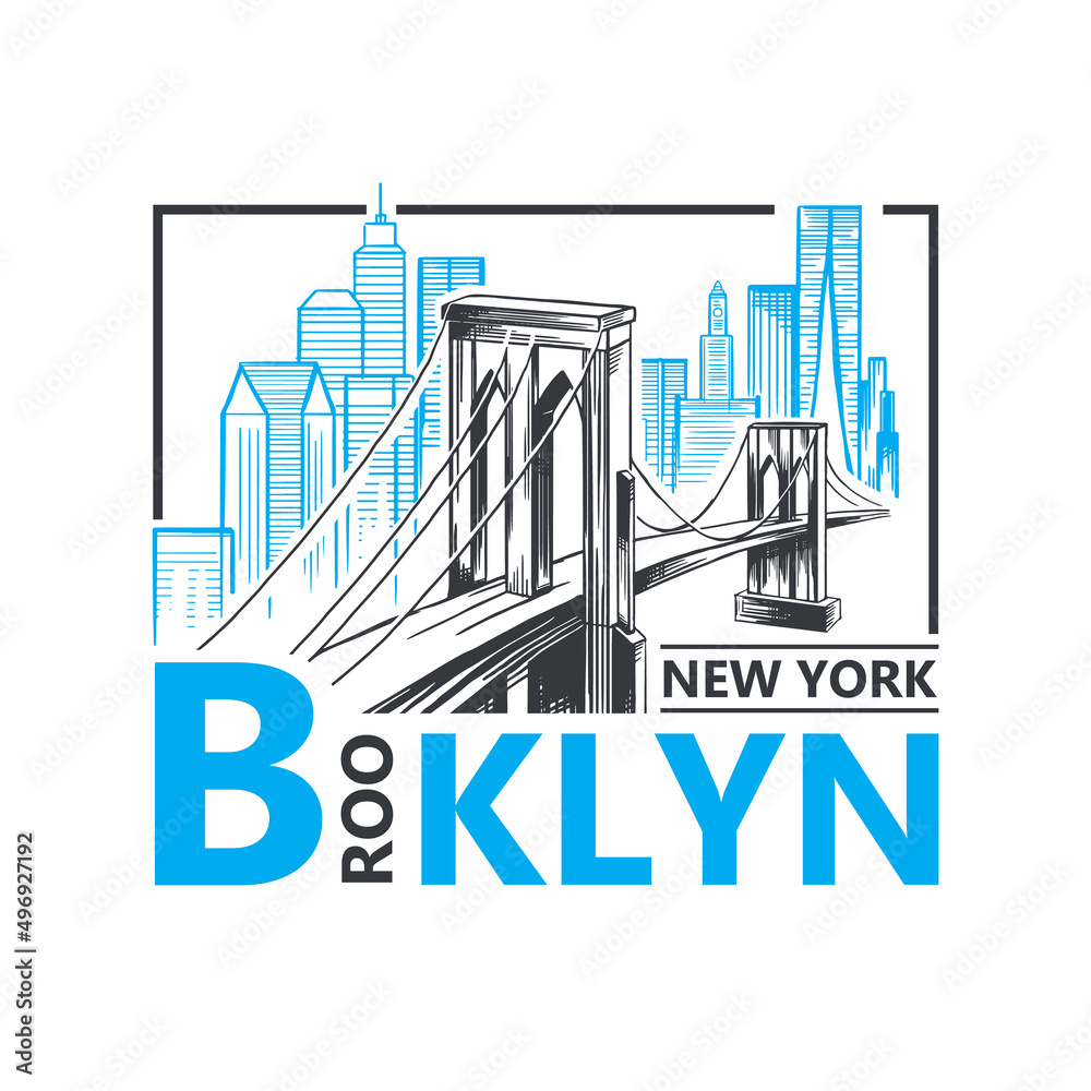vector illustration. Brooklyn Bridge, New York 1883. Design graphics for the design of T-shirts. vector illustration. Brooklyn Bridge, New York 1883. Design graphics for the design of T-shirts.