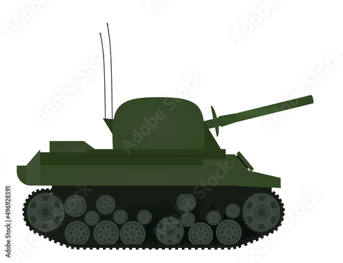 Green military tank. vector illustration