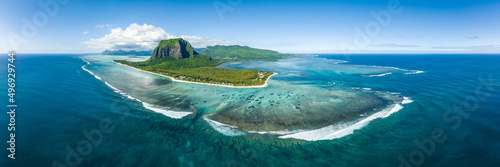Aerial panorama of Mauritius Island in the Indian Ocean photo