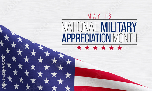 National Military Appreciation Month (NMAM) is celebrated every year in May and is a declaration that encourages U.S. citizens to observe the month in a symbol of unity. 3D Rendering photo