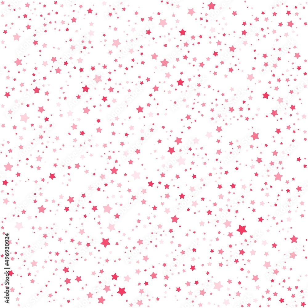 Pink stars pattern on the white background. Vector illustration