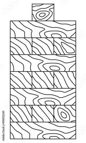 Hand drawn board game jenga. Entertainment for friends and family. Scetch. Doodle style. Vector.