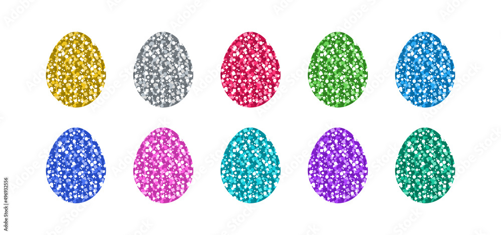 Glitter Easter Eggs Set In Differently Colors Glitter Easter Eggs Set In Differently Colors