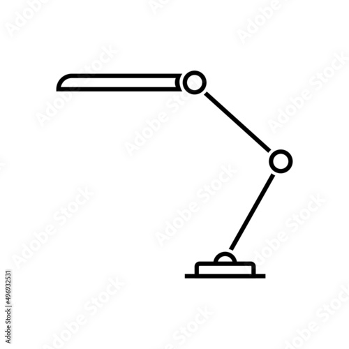 Desk lamp for lighting in the form of a linear sign, office lamp, illustration of a drawing of a lamp. Isolated on white background. Vector graphics