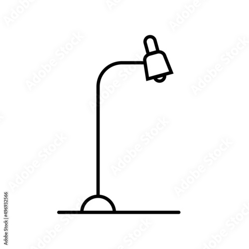 Desk lamp for lighting in the form of a line sign, office lamp, illustration of the drawing of the lamp. Isolated on white background. Vector graphics