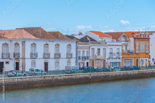Houses on riverside of Gilao river in Tavira, Portugal