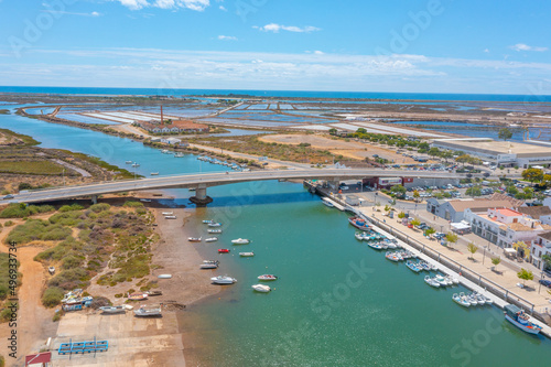 Aerial view of salt pans at Portuguese town Tavira