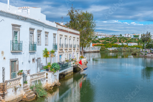 Houses on riverside of Gilao river in Tavira, Portugal