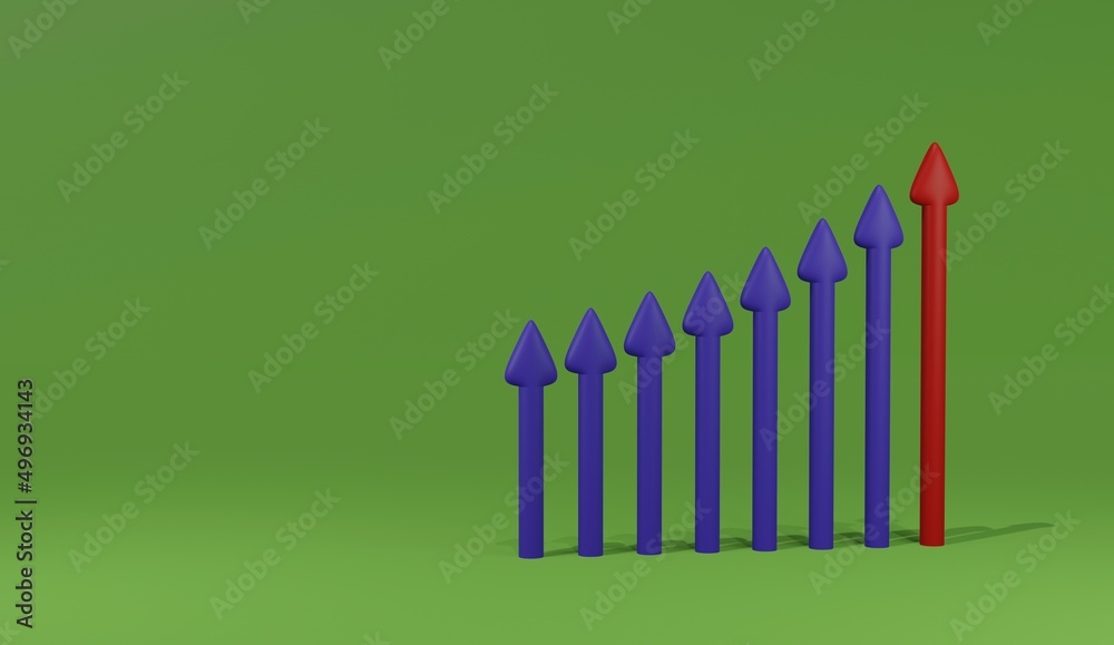 3d business growth chart up with arrows green background 3d business growth chart up with arrows green background