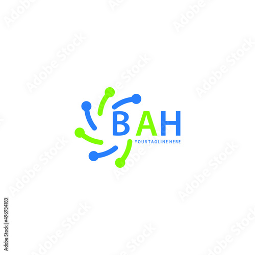 BAH logo design initial creative letter on white background.
BAH vector logo simple, elegant and luxurious,technology logo shape.BAH unique letter logo design. 
