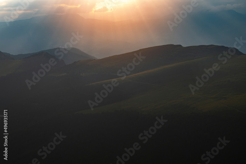 Sunset in Italian Dolomites, Alps. Taken from Seceda mountain