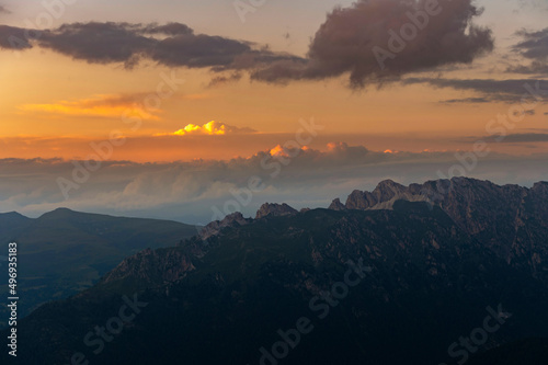 Dolomites in Italian Alps in details during sunset © valdisskudre