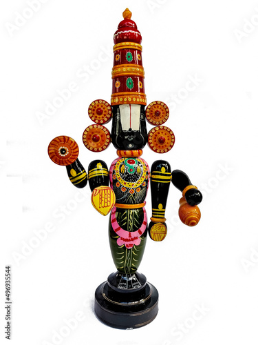  Etikoppaka Handmade Wooden Balaji Standing Model, Lord Venkateswara Idol with Hand Painted Design - Showpiece for Home Décor photo