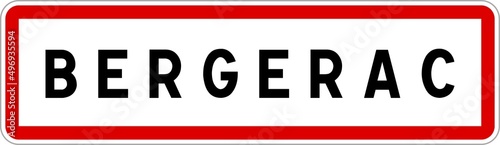 Tableau sur toile Panneau entrée ville agglomération Bergerac / Town entrance sign Bergerac