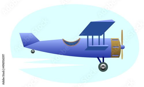 airplane, 1920's biplane in the sky, vector illustration