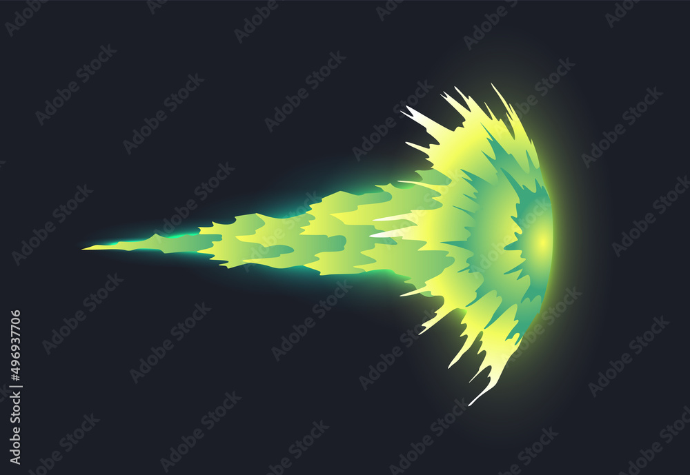 Cartoon laser gun beam. Futuristic shot effect. Blaster attack. Alien