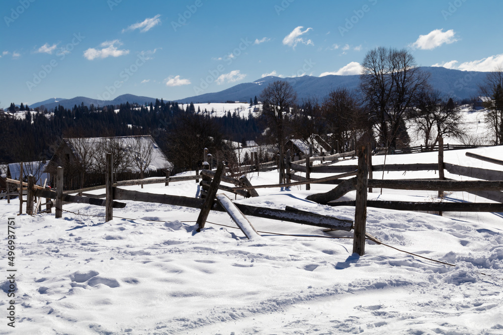 Winter scene in Carpathian Mountains, Ukraine. Winter scene in Carpathian Mountains, Ukraine.