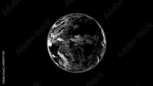 Dark High Contrast Planet Earth Rendered animation background.	