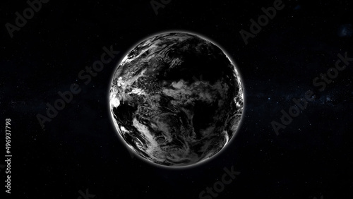 Fototapeta Naklejka Na Ścianę i Meble -  Dark High Contrast Planet Earth Rendered animation background.	