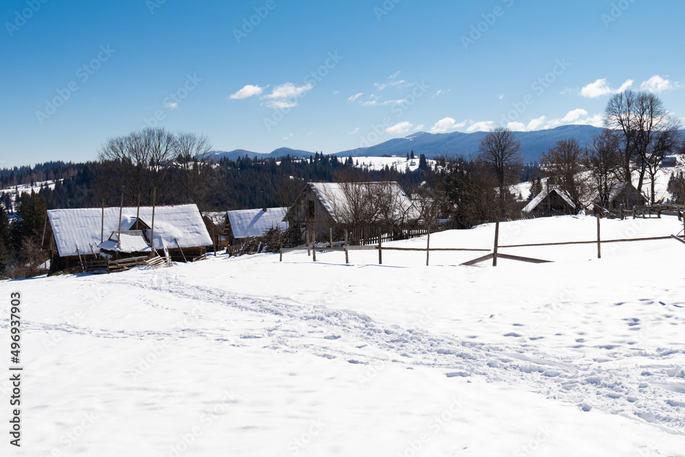Winter scene in Carpathian Mountains, Ukraine. Winter scene in Carpathian Mountains, Ukraine.