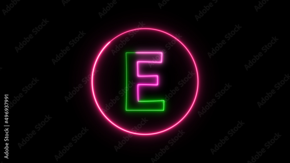 Glowing neon font. pink color glowing neon letter.	