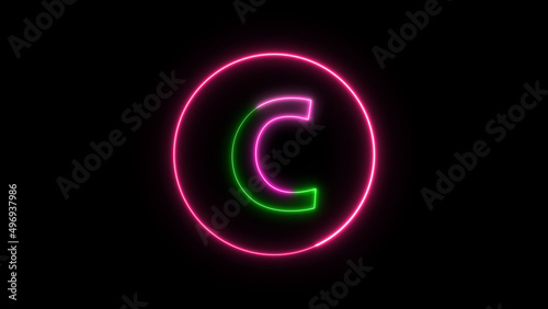 Glowing neon font. pink color glowing neon letter.	