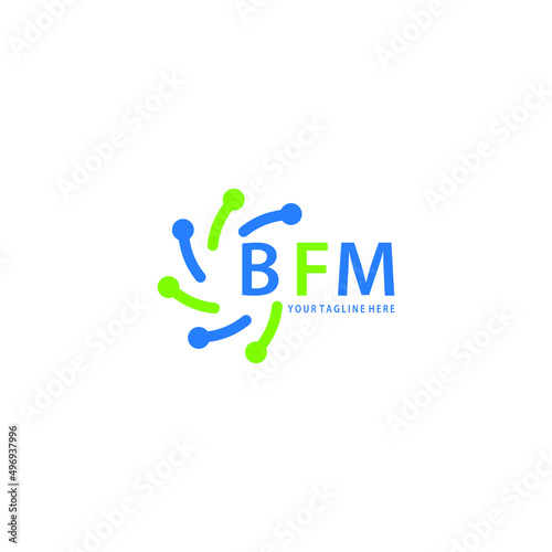 BFM logo design initial creative letter on white background.
BFM vector logo simple, elegant and luxurious,technology logo shape.BFM unique letter logo design.  photo